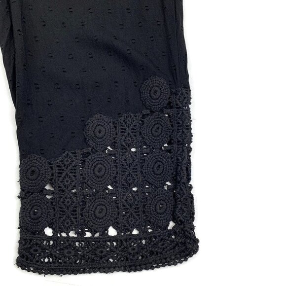 Anthropologie E by Eloise Swiss Dot Capri Pants With Crochet Lace Hem Women's S - Picture 6 of 9